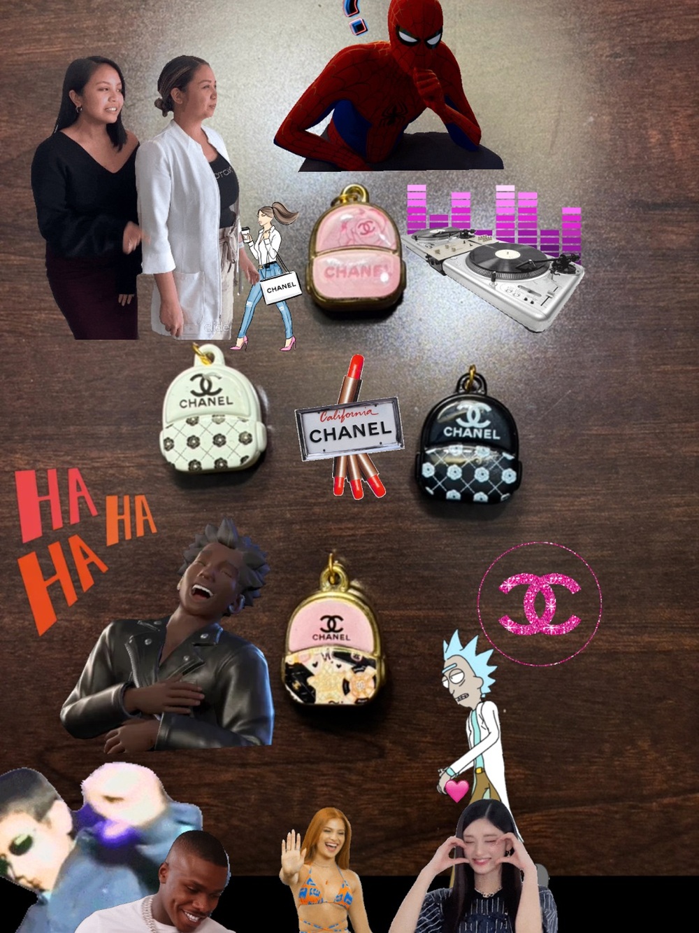 CHANEL Enamel Mini Backpack Charms 2 pink 1 white 1 black
